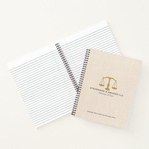 Elegant Beige Linen  Gold Justice Scale  Notebook