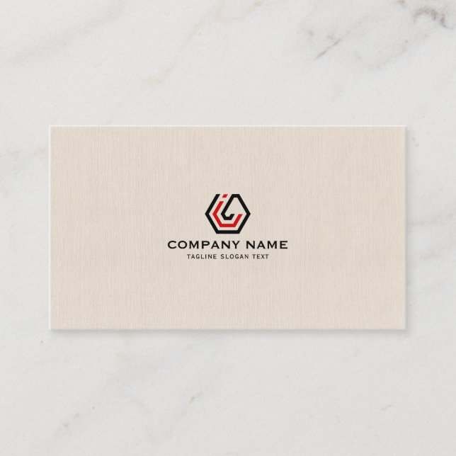 Elegant Beige Linen & stand in logo Business Card (Front)