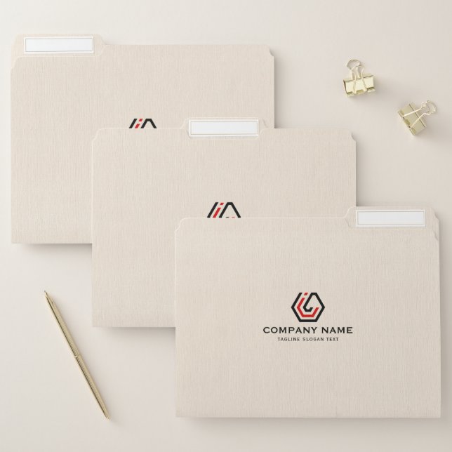 Elegant Beige Linen & stand in logo File Folder (Set)