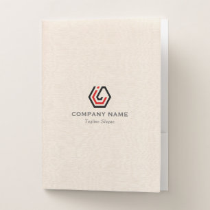 Elegant Beige Linen & Stand-in logo Pocket Folder