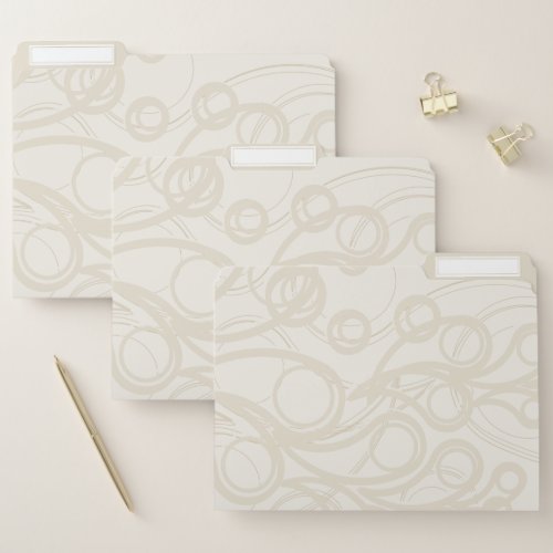 Elegant Beige  Linen Swirl Pattern File Folder