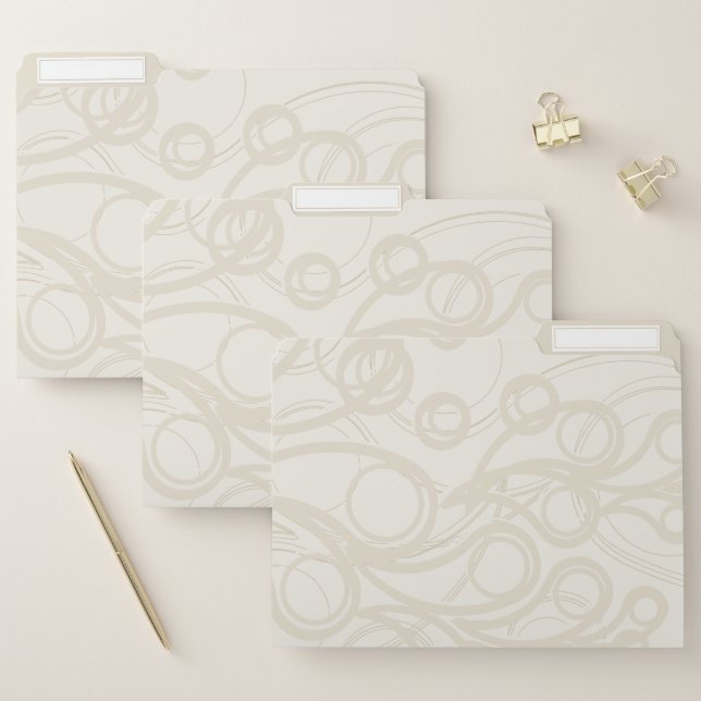 Elegant Beige & Linen Swirl Pattern File Folder (Set)