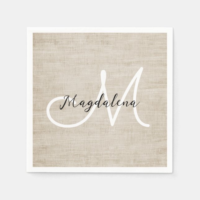 Elegant beige linen texture napkins (Front)