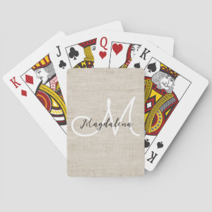 Elegant beige linen texture poker cards