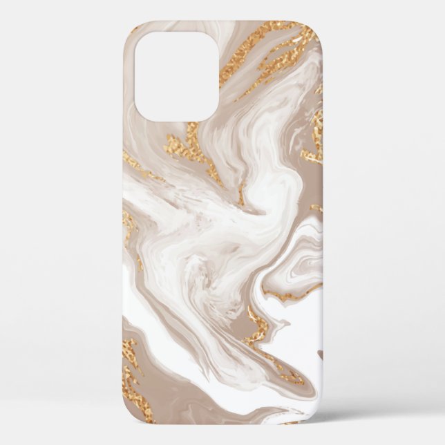 Elegant beige liquid marble with golden glitter Case-Mate iPhone case (Back)