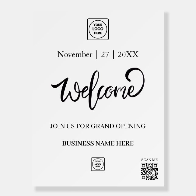 Elegant Beige Logo Welcome door sign (Front)