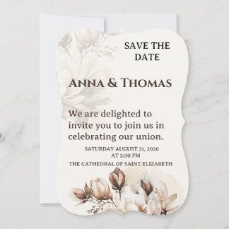 Elegant Beige Magnolia Save The Date Card