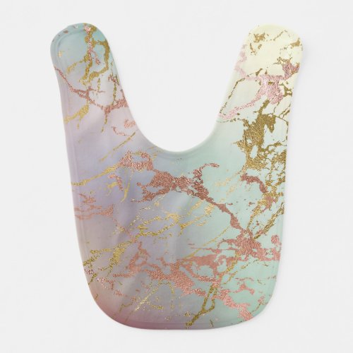 Elegant Beige Marble  Mint Sage Green Rose Gold Baby Bib