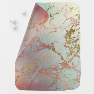 Elegant Beige Marble Mint Sage Green Rose Gold Baby Blanket