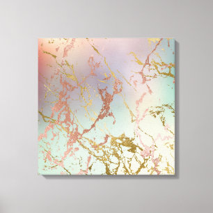 Elegant Beige Marble Mint Sage Green Rose Gold Canvas Print