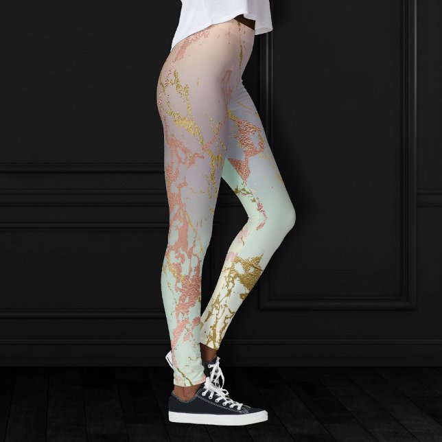 Elegant Beige Marble | Mint Sage Green Rose Gold Leggings (Creator Uploaded)