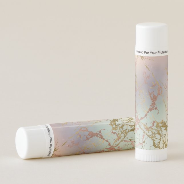 Elegant Beige Marble | Mint Sage Green Rose Gold Lip Balm (Front)