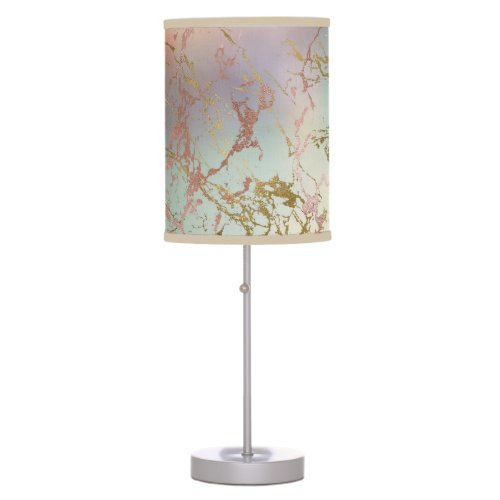 Elegant Beige Marble  Mint Sage Green Rose Gold Table Lamp