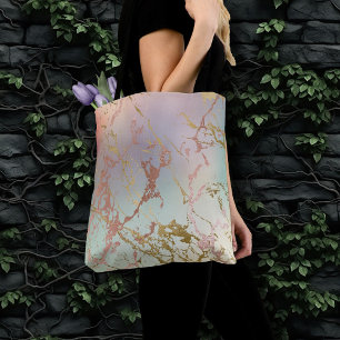 Elegant Beige Marble Mint Sage Green Rose Gold Tote Bag