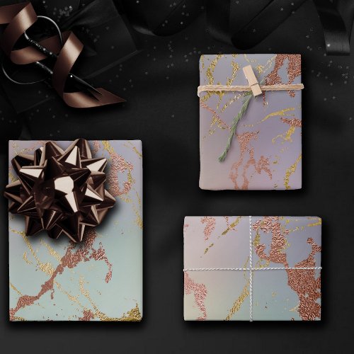 Elegant Beige Marble  Mint Sage Green Rose Gold Wrapping Paper Sheets
