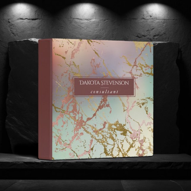 Elegant Beige Marble | Sage Rose Gold Branding 3 Ring Binder (Creator Uploaded)