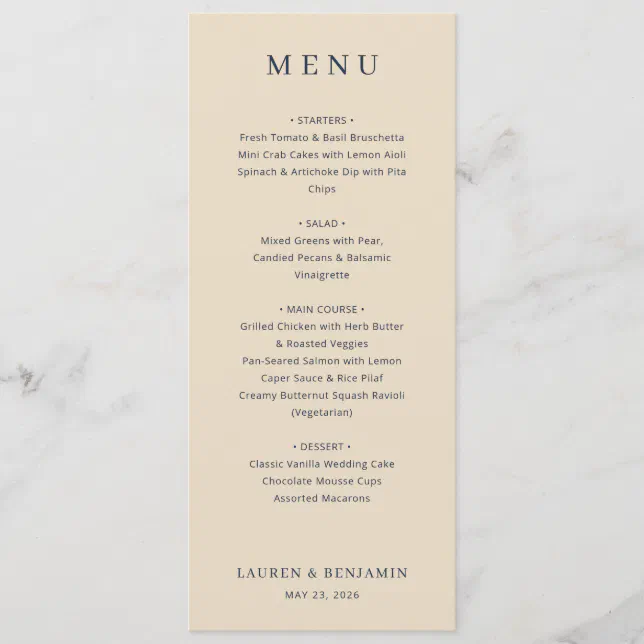 Elegant Beige Menu Template | Zazzle