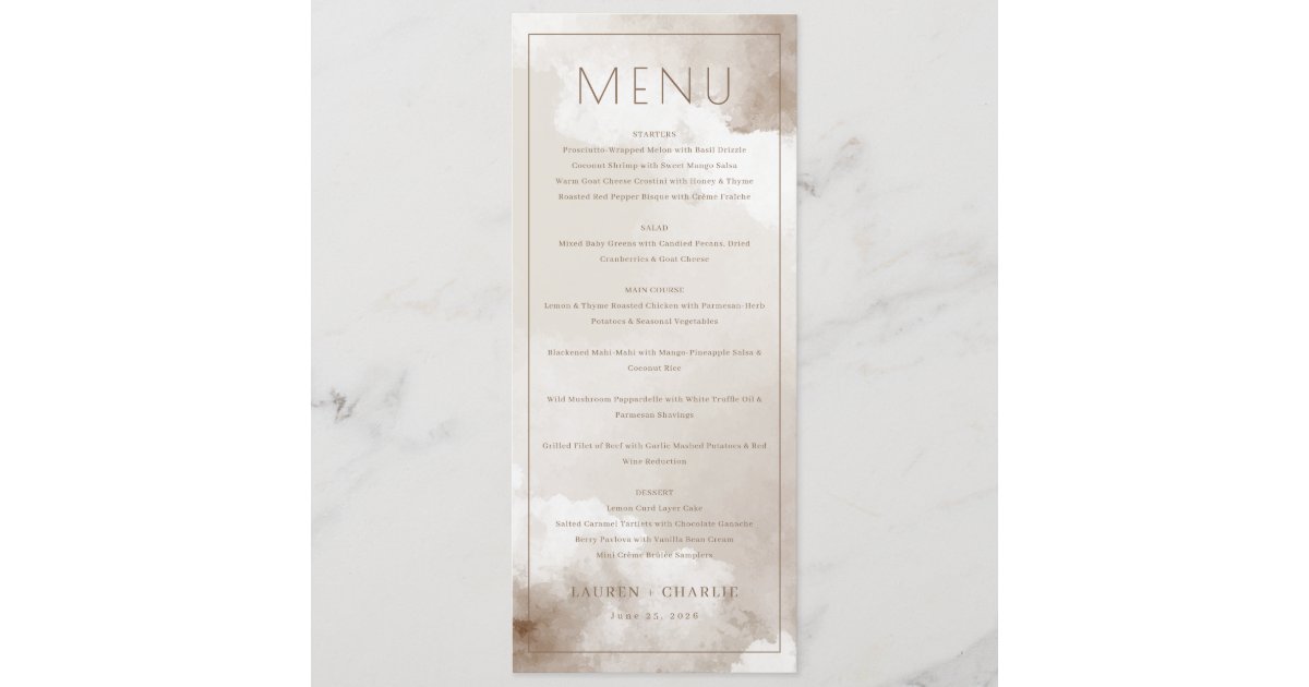 Elegant Beige Menu Template | Zazzle