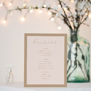 Elegant Beige Minimalist Bar Menu Foam Board