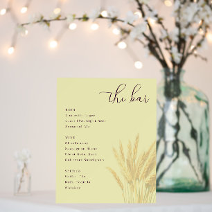 Elegant Beige Minimalist Bar Menu Foam Board