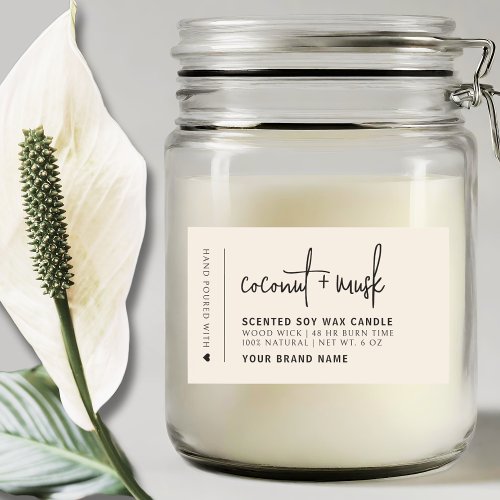 Elegant beige minimalist candle product label