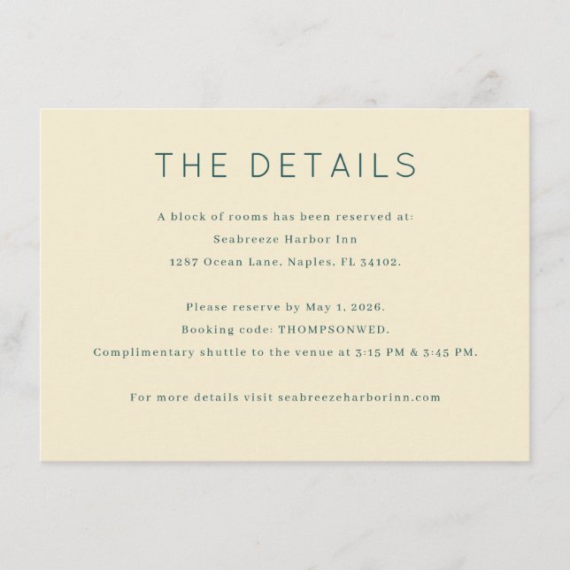 Elegant Beige Minimalist Details Enclosure Card (Front)