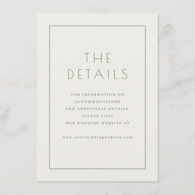 Elegant Beige Minimalist Details Enclosure Card (Front)