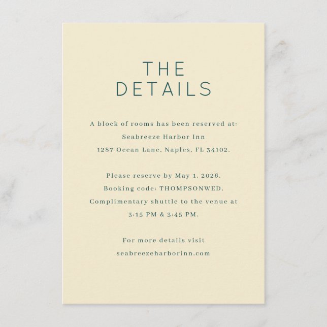 Elegant Beige Minimalist Details Enclosure Card (Front)