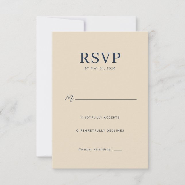Elegant Beige Minimalist RSVP (Front)