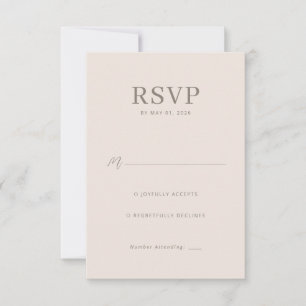 Elegant Beige Minimalist RSVP Card