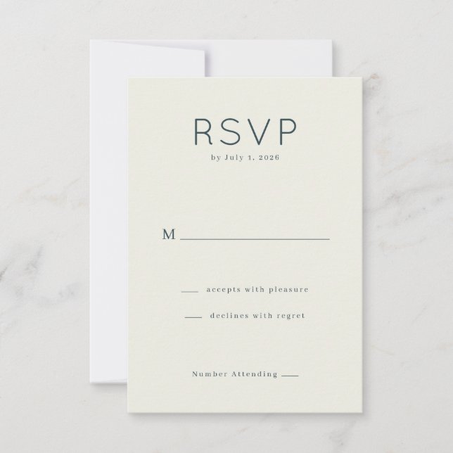 Elegant Beige Minimalist RSVP Card (Front)