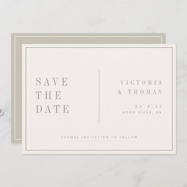 Elegant Beige Minimalist Save The Date (Front/Back)