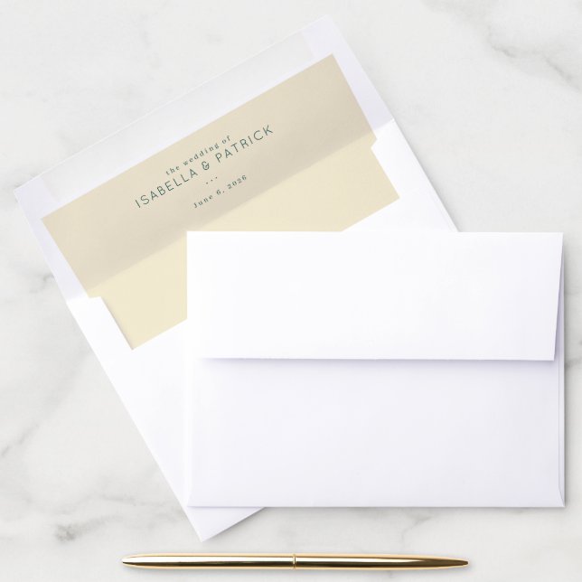 Elegant Beige Minimalist Wedding Envelope Liner (Desk)