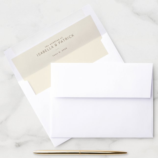 Elegant Beige Minimalist Wedding Envelope Liner (Desk)