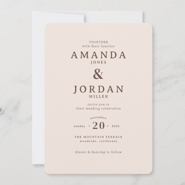 Elegant Beige Minimalist Wedding Invitation (Front)