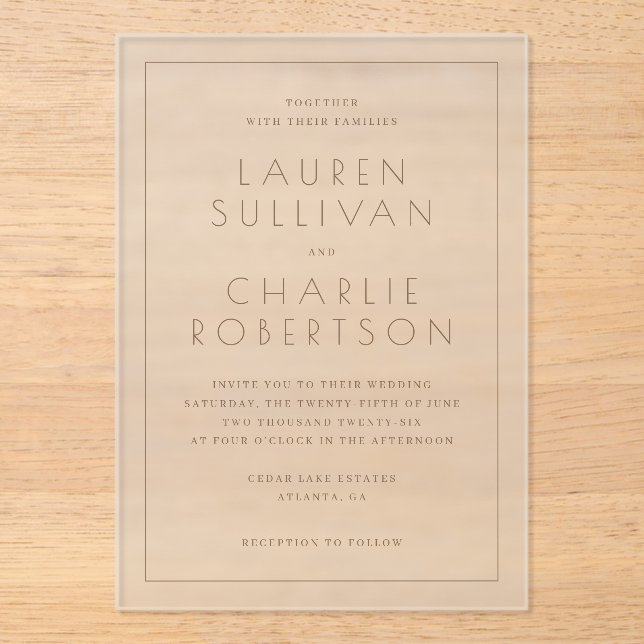 Elegant Beige Minimalist Wedding Invitation (Front)