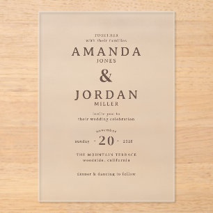 Elegant Beige Minimalist Wedding Invitation
