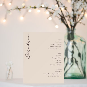 Elegant Beige Minimalist Wedding Menu Foam Board