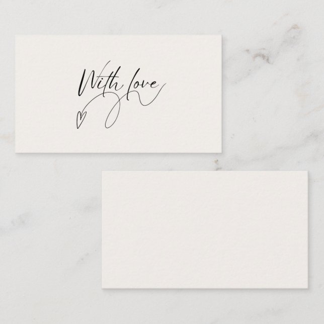 Elegant Beige Minimalist With Love Script Note Card (Front/Back)