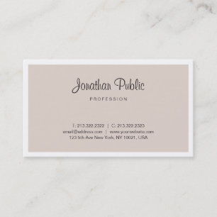 Elegant Beige Modern Chic Clean Plain Professional Business Card