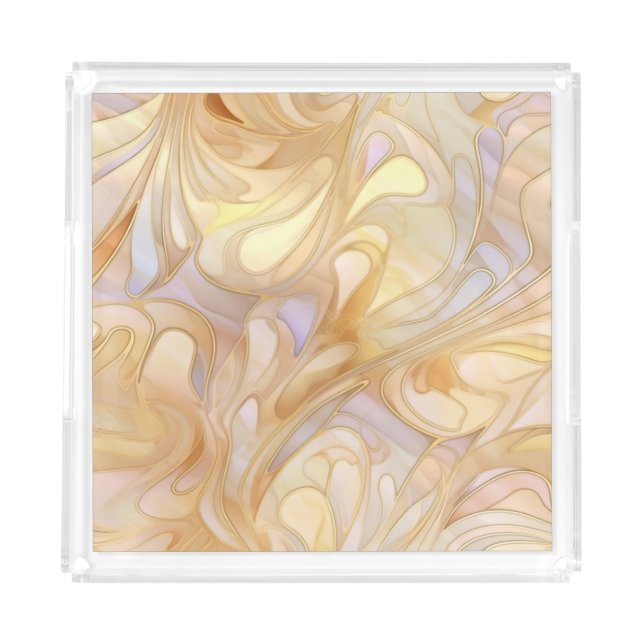 Elegant beige mother of pearl  acrylic tray (Front)