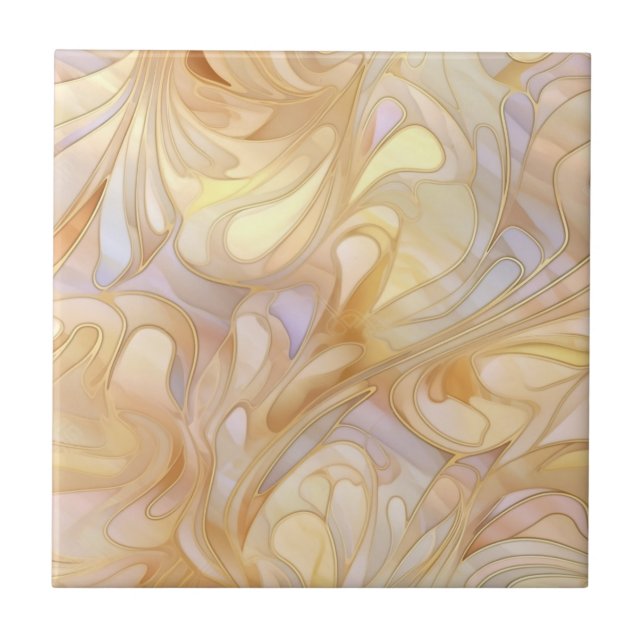 Elegant beige mother of pearl  ceramic tile (Front)
