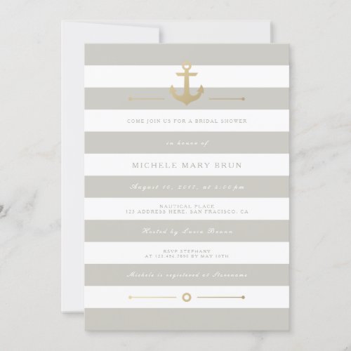 Elegant Beige Nautical Bridal Shower Invite