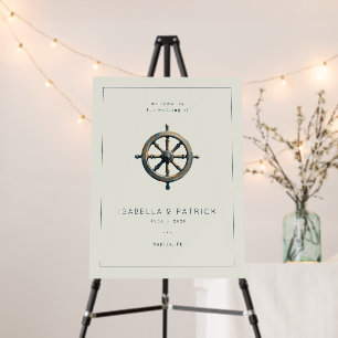 Elegant Beige Nautical Wheel Foam Board