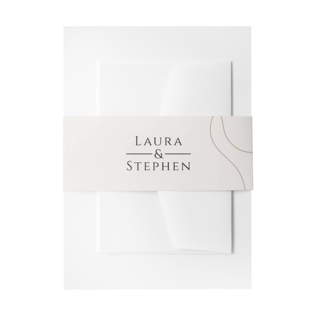 Elegant Beige Neutral Couple Wedding  Invitation Belly Band (Front Example)