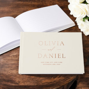 Elegant Beige Neutral Creme Modern Minimalist Foil Guest Book