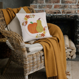 Elegant Beige Orange Fall Autumn Seasonal Pumpkin Throw Pillow