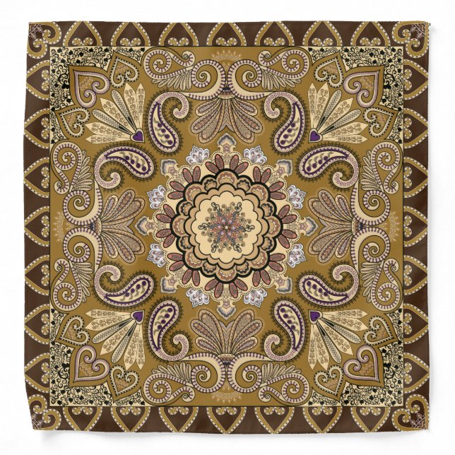 Elegant beige Paisley Pattern Bandana (Front)