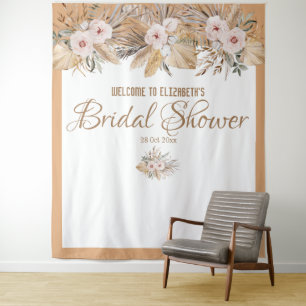 Elegant Beige pampas grass Bridal shower backdrops