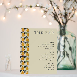 Elegant Beige Pear Menu Sign